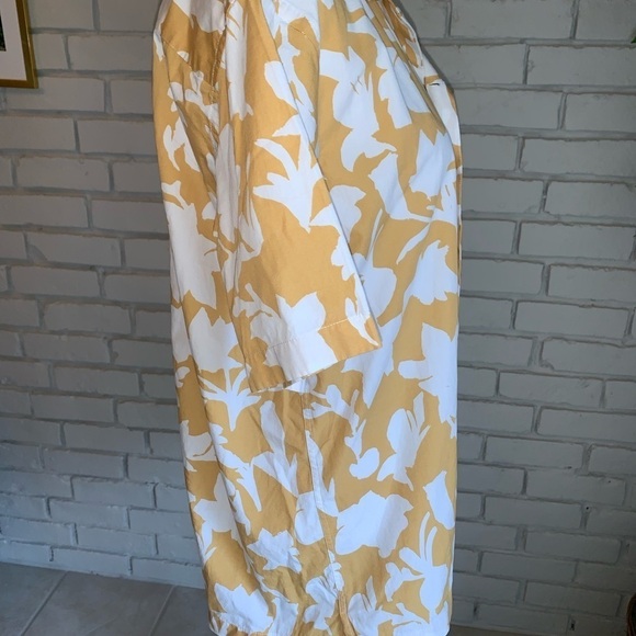 Zara Tropical Vacation Print Button Down Top Size Medium Yellow White - Picture 7 of 7